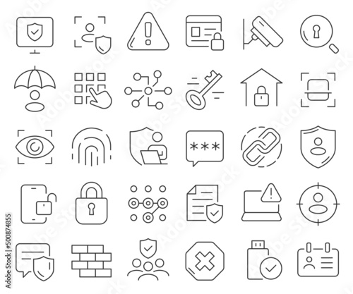 Security and protection line icons collection. Thin outline icons pack. Vector illustration eps10