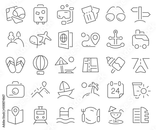 Travel and tourism line icons collection. Thin outline icons pack. Vector illustration eps10