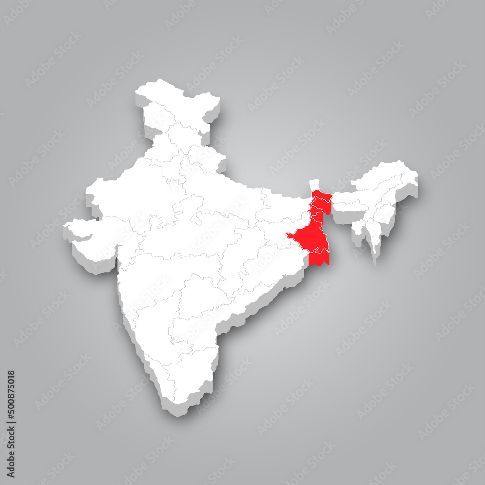 West Bengal 3D map is a state of India.