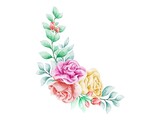 Flower Rose Watercolor Arrangement. Flower Arrangement for Invitation Card