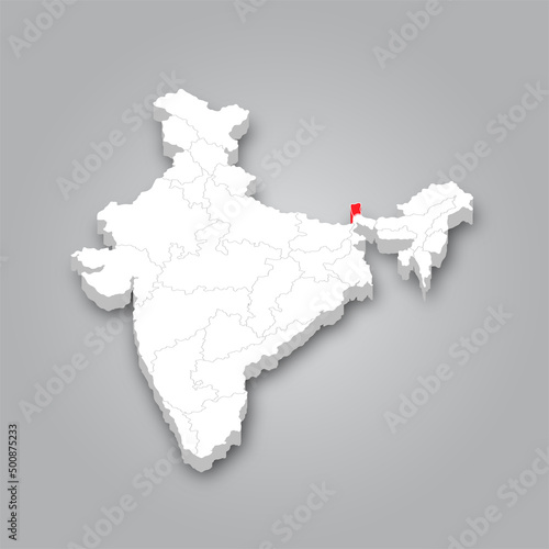 Sikkim 3D map is a state of India. 3d map