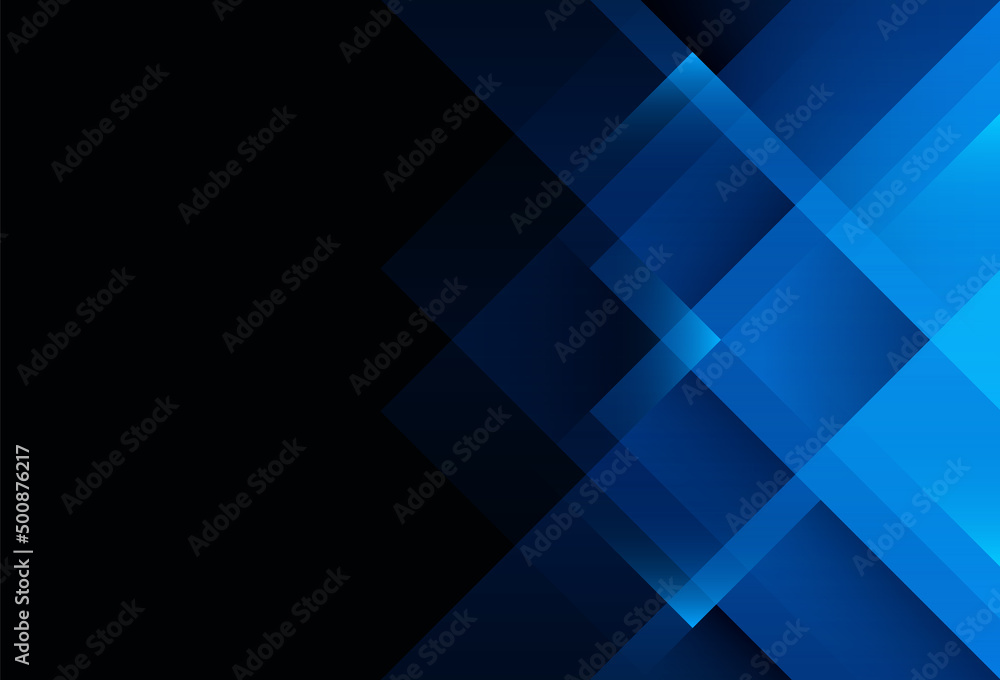 Abstract dark blue background with shiny geometric shape graphic. Modern corporate concept. Blue squares overlay layer vector. Suit for business, corporate, banner, presentation, poster, website - obrazy, fototapety, plakaty 
