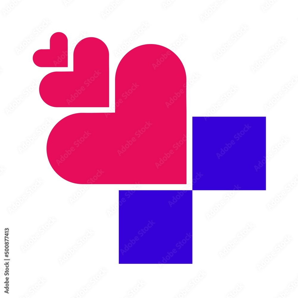 Cross plus Heart Medical Logo Badge Design Template elements