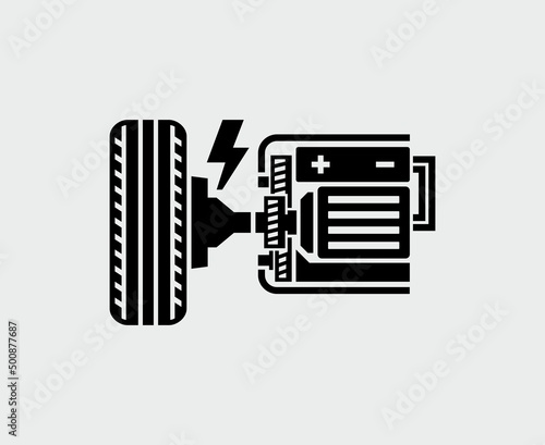 Electric Vehicle Drive Motor Vector Icon
