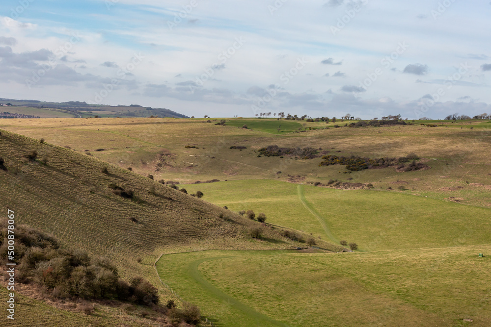 Obraz premium A rural South Downs view near Mount Caburn in Sussex