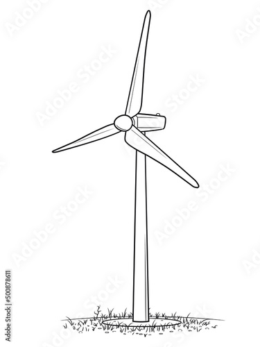 Wind turbine vector stock illustration.