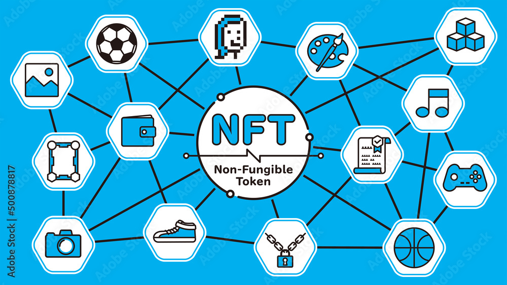 NFTのかわいいイメージイラスト 水色背景 文字あり NFTのかわいいイメージイラスト 水色背景 文字あり