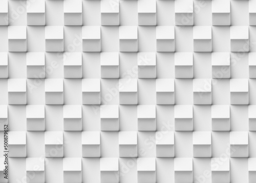 Abstract geometric white background made of tilted cubes on a plane. 3d rendering