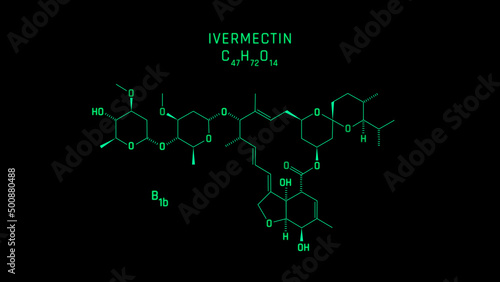 Ivermectin B1b Skeletal Formula or Molecular Structure Symbol on black background