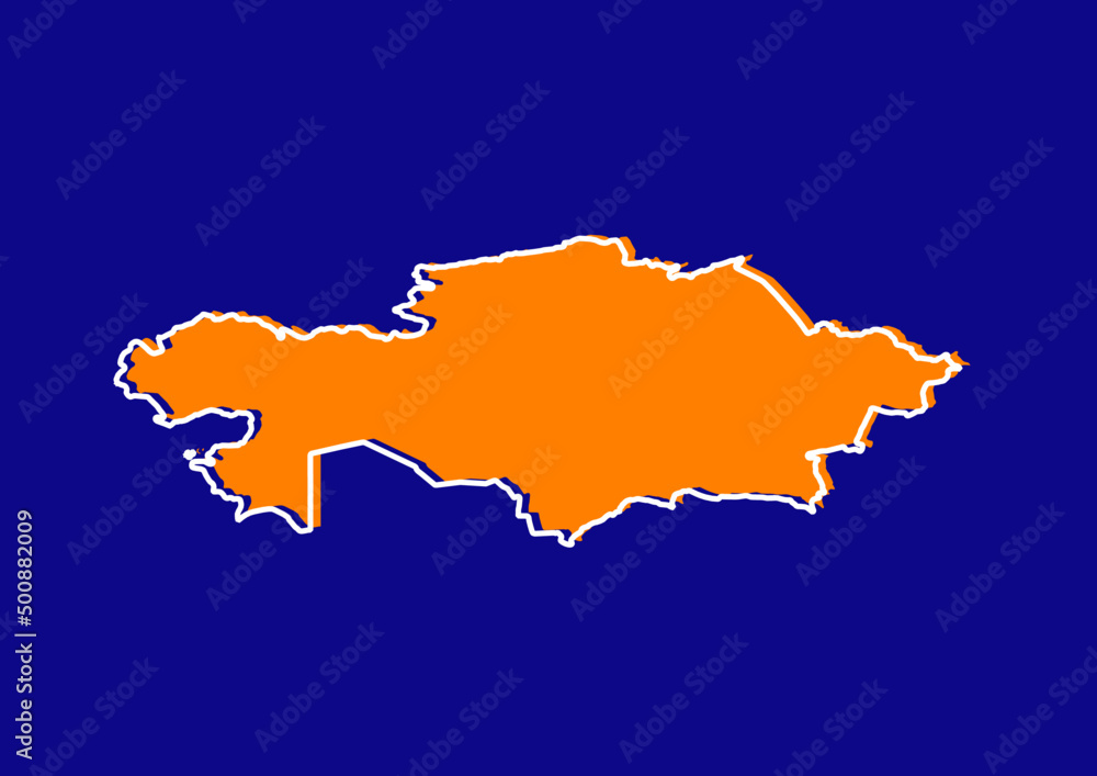 Obraz premium Outline map of Baikonur Cosmodrome, stylized concept map of Baikonur Cosmodrome. Orange map on blue background.
