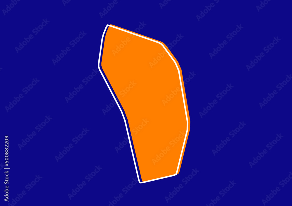 Outline map of Dominica, stylized concept map of Dominica. Orange map on blue background. Outline map of Dominica, stylized concept map of Dominica. Orange map on blue background.