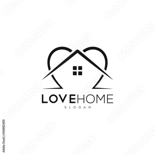 Love home logo template design.