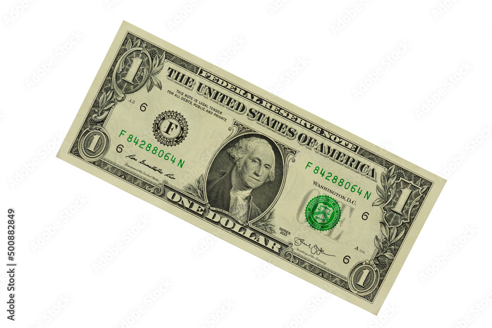 Front side of one US Dollar paper banknote isolated on white background Front side of one US Dollar paper banknote isolated on white background