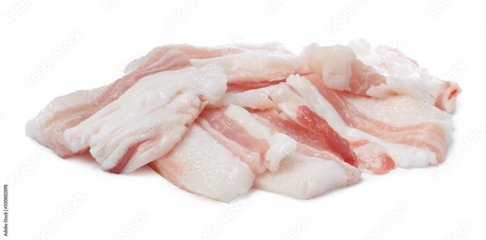 Slices of pork fatback on white background Slices of pork fatback on white background