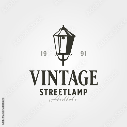 vector of street lamp vintage logo symbol illustration design