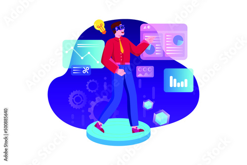 Metaverse Technology Illustration concept. Flat illustration isolated on white background