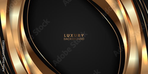 curve smooth golden color with black background for luxury elegant background for award winning