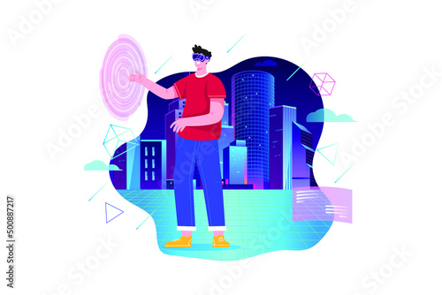 Metaverse Technology Illustration concept. Flat illustration isolated on white background