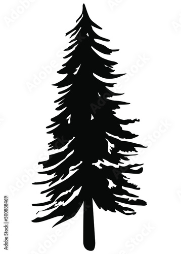 Christmas tree silhouette single vector illustration