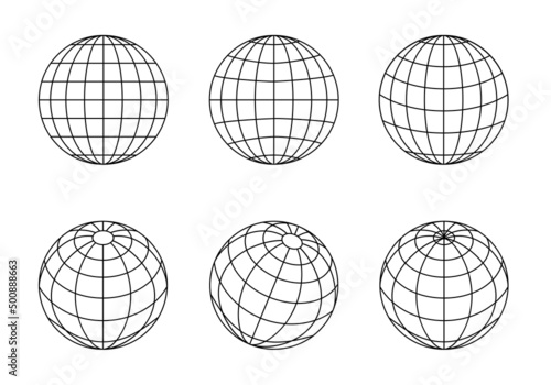 Foto Globe earth icon. Set of spheres from different sides.