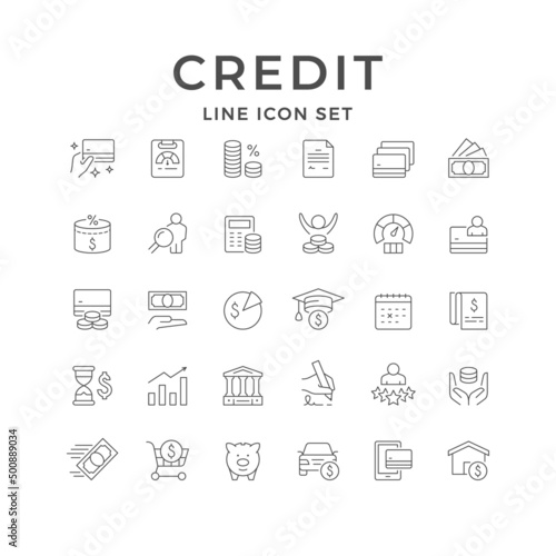 Set line icons of credit