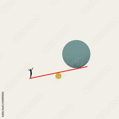 Business achievement vector concept. Symbol of winner, victory, overcome challenge. Minimal illustration