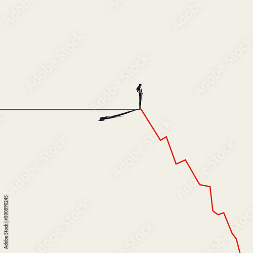 Business market crash vector concept. Symbol of recession, depression, decline. Minimal illustration.