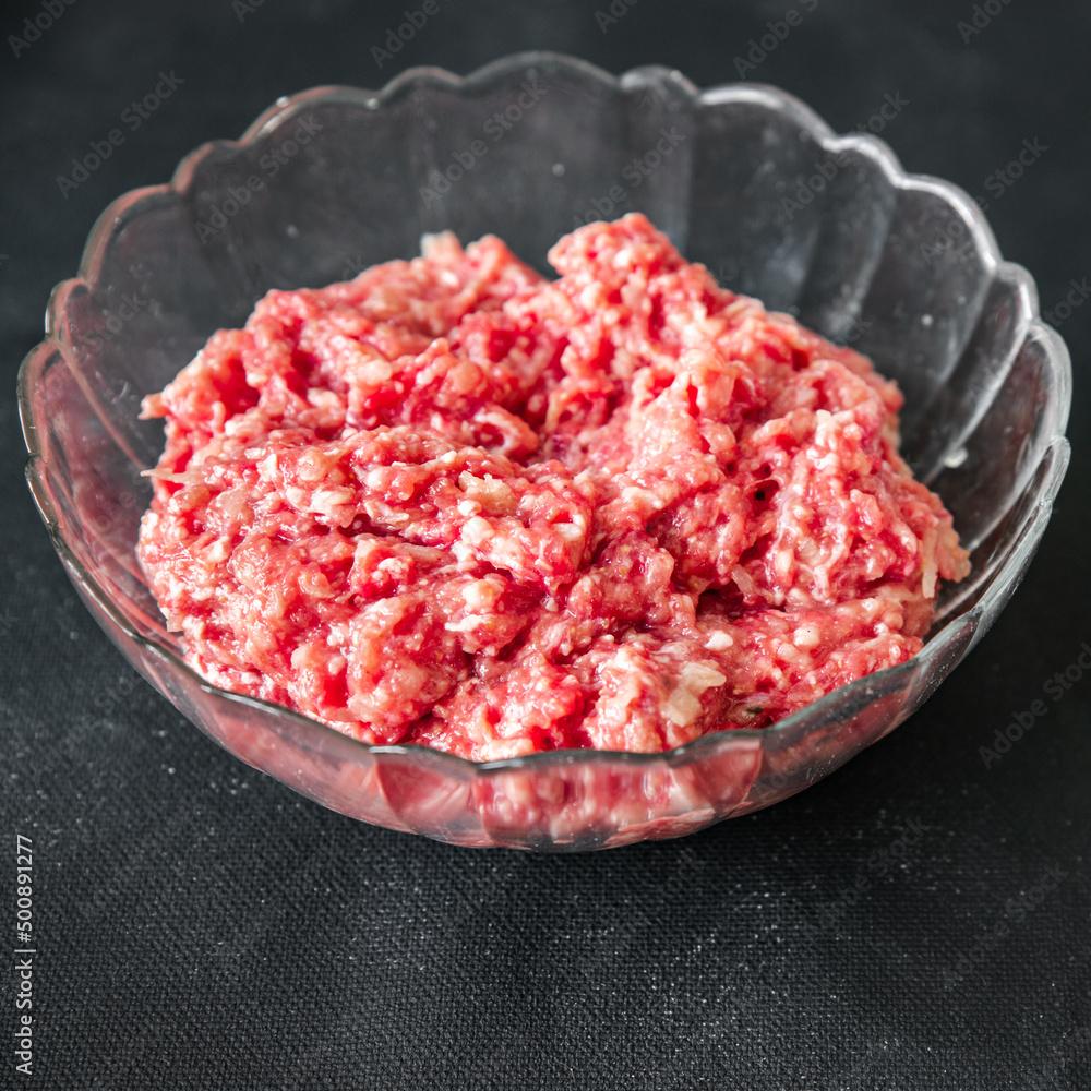 minced meat fresh beef, pork meal food on the table copy space food background rustic minced meat fresh beef, pork meal food on the table copy space food background rustic