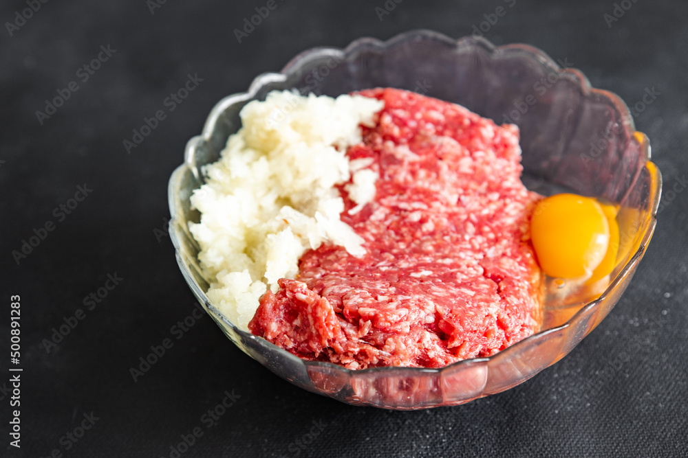 minced meat fresh beef, pork meal food on the table copy space food background rustic minced meat fresh beef, pork meal food on the table copy space food background rustic