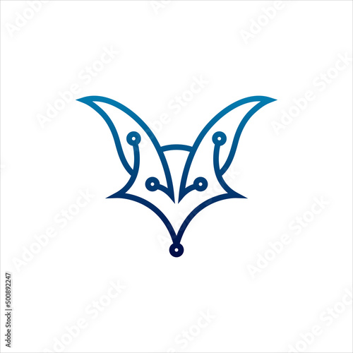 Cyber fox tech logo illustration design