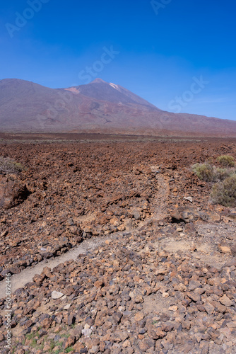 Path that begins at the Boca Tauce viewpoint in the Teide Natural Park in Tenerife, Canary Islands