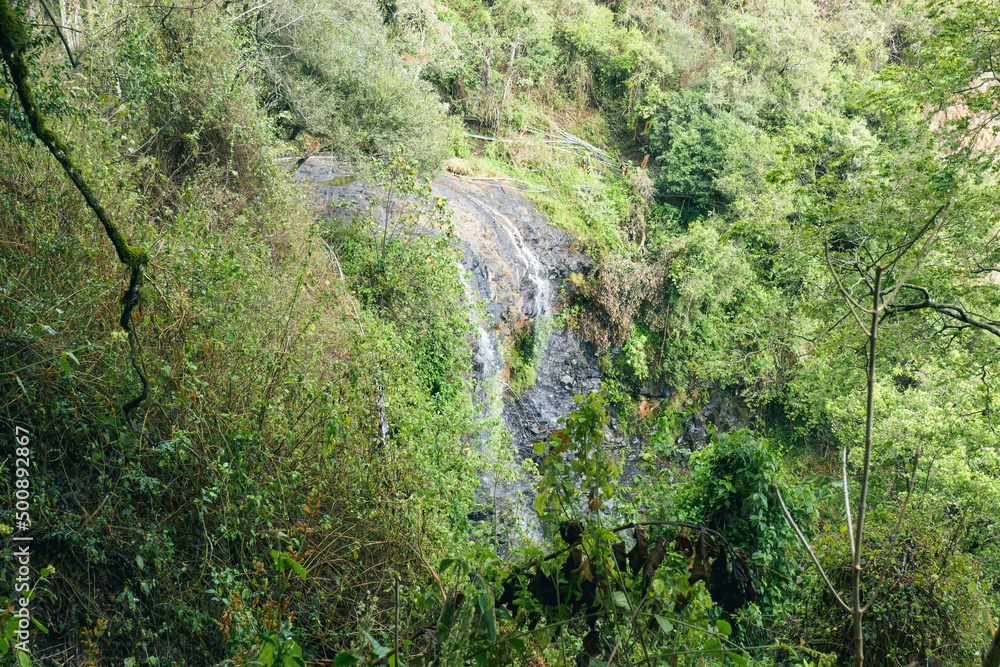 Obraz premium Scenic view of Kipkaren Waterfall in the forest at Elgeyo Marakwet County, Kenya
