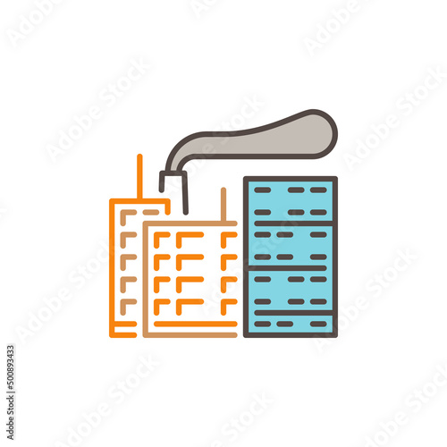 Smoke Pipe and City Buildings vector Pollution colored icon