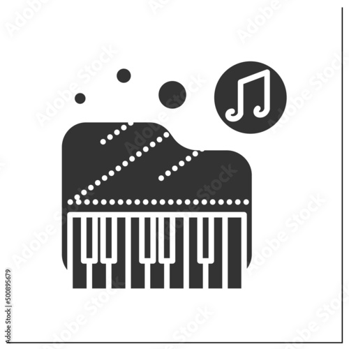 Piano glyph icon. Classical acoustic keyboard orchestral musical instrument. Classical, ethnic and modern music. Music from different countries.Filled flat sign.Isolated silhouette vector illustration
