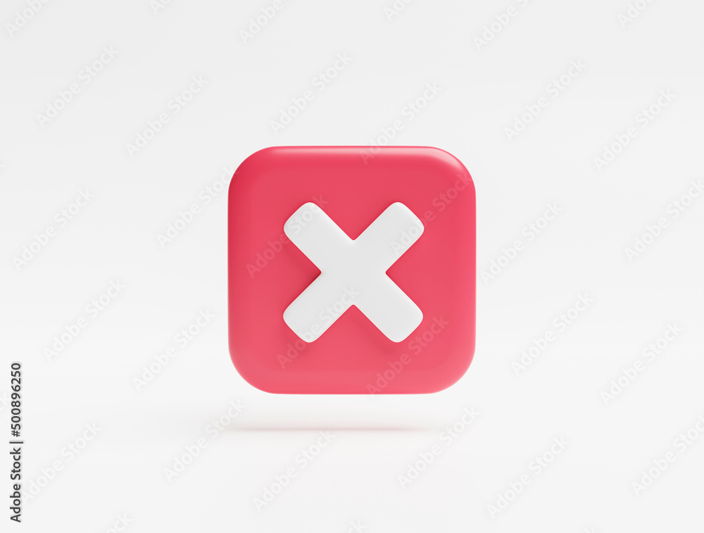 Cross wrong incorrect reject icon or symbol on white background 3d illustration Cross wrong incorrect reject icon or symbol on white background 3d illustration