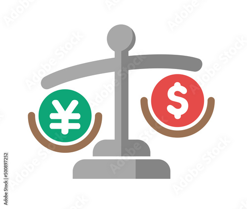 US dollar depreciation ( against Japanese yen ) vector icon illustration