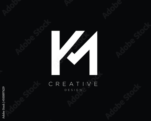 KM MK Logo Design , Initial Based MK KM Monogram  photo