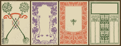 Vintage leaves and trees frame. Design elements for use on herbal products, menus, brochures, book covers, packaging design and invitations.