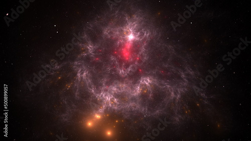 Cosmic background of stars and galaxies. A dark infinite universe with shining stars and constellations. Stellar space. Stardust nebulae. 3d render © angel_nt