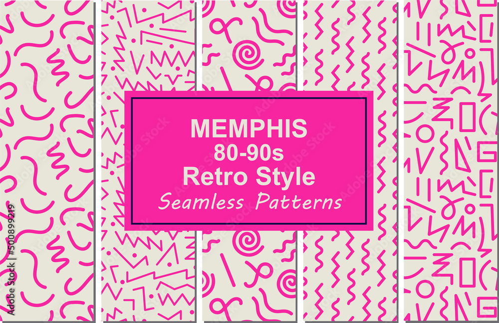 Squiggly Wavy Curvy Zig zag Lines Memphis Seamless patterns collection modern design. Graphic Background Retro Style Squiggly Wavy Curvy Zig zag Lines Memphis Seamless patterns collection modern design. Graphic Background Retro Style