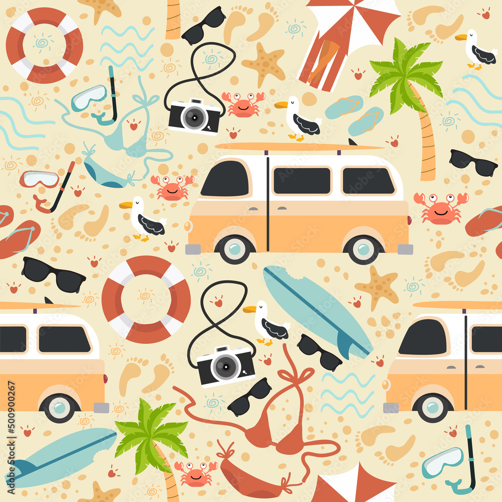 Summer on the beach seamless pattern Summer on the beach seamless pattern
