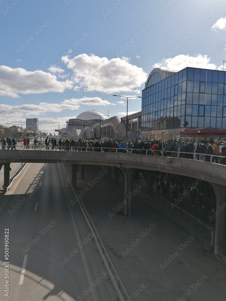 Hammarby football Fans marching from Medborgarplatsen in Stockholm, Sweden