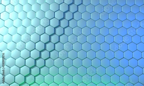 3D rendering dynamic hexagons abstract background with space for text, business, science, technology concept illustration.