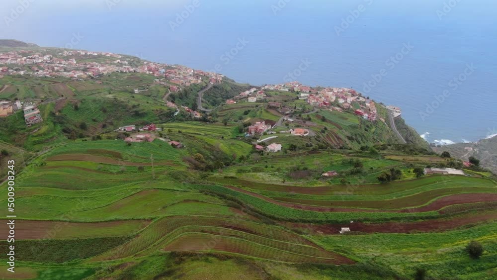 Drone over terraced fields in Tenerife, Canary Islands, Spain Drone over terraced fields in Tenerife, Canary Islands, Spain