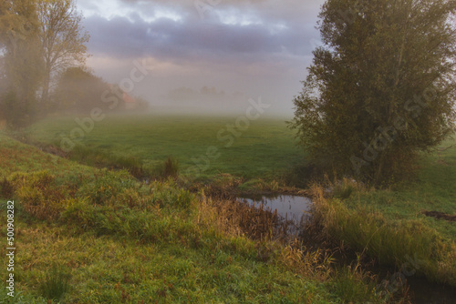 Early morning in Netherlands, Friesland province.