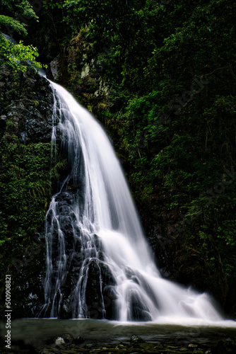 美しく流れ落ちる滝｜初夏の風景 © yslab02