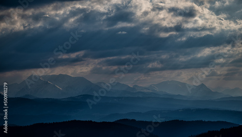 The Tatra Mountains seen from the Pieniny National Park, Slovakia. © Szymon Bartosz