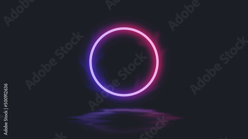 Neon Circle Light Red and Purple Blue Background with Wavy Shadow for Abstract Futuristic Wallpaper