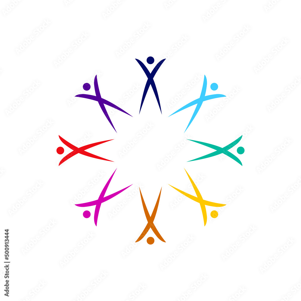 COLORFUL PEOPLE TOGETHER SIGN, SYMBOL, LOGO ISOLATED ON WHITE BACKGROUND COLORFUL PEOPLE TOGETHER SIGN, SYMBOL, LOGO ISOLATED ON WHITE BACKGROUND