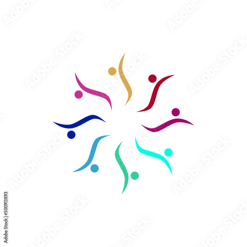COLORFUL PEOPLE TOGETHER SIGN, SYMBOL, LOGO ISOLATED ON WHITE BACKGROUND